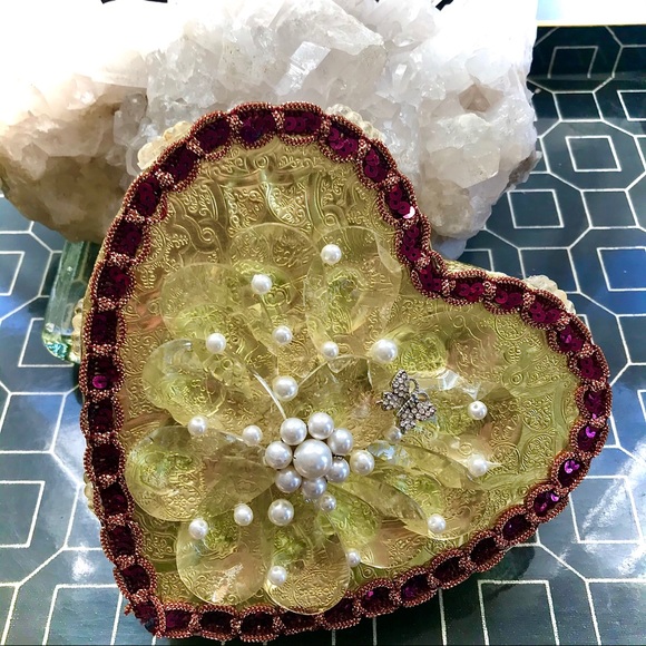 💝Crystal Heart Box Vintage Jewelry Valentine - Picture 4 of 15